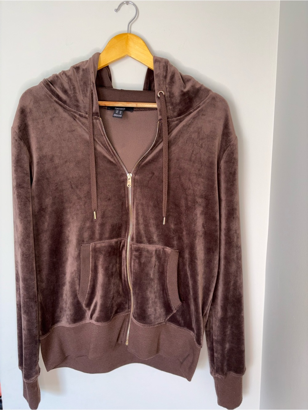 Velour 21 Brown Velour GOLD ✨ Zip-Up Hoodie | Size M - Picture 5 of 9